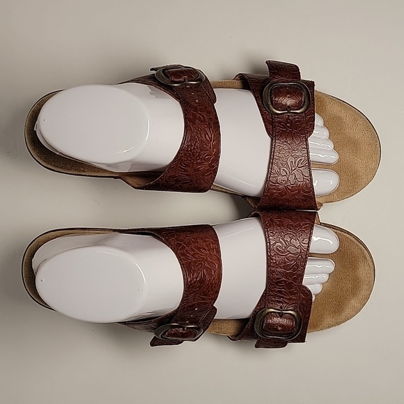 Dansko Sophie Two Strap Slide Sandal Clog Shoes Brown Floral Leather 41 7.5 8 - Picture 3 of 13